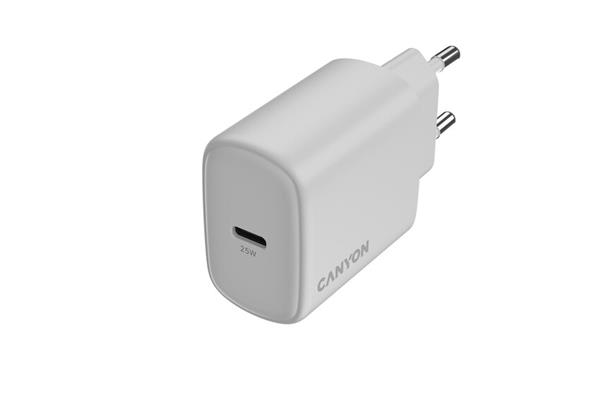 Canyon OnCharge 250, univerzálna nabíjačka do steny, 1x USB-C, PD 25W, biela 