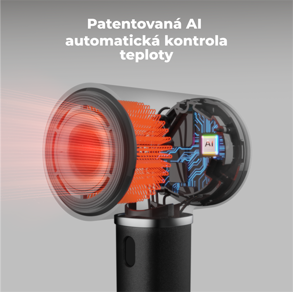 AENO AI ProDryer Fén HD5 čierny, 100km/h, Hlasové ovl., ionizátor, AI, NTC, Gravity/Infra senzor, 67 dB, LED 