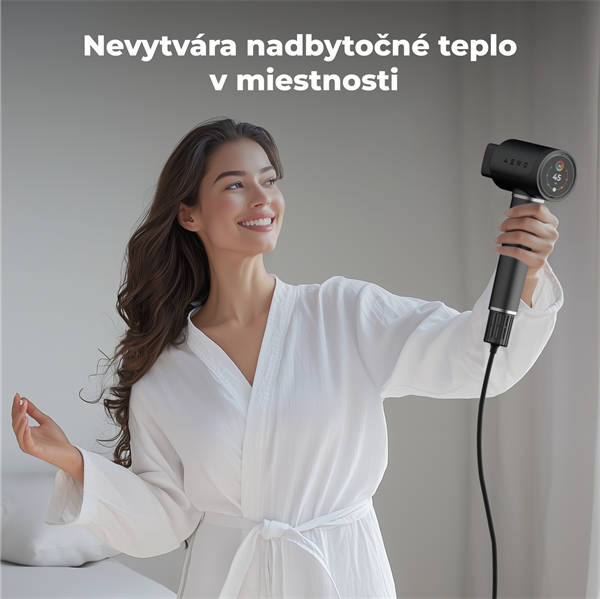 AENO AI ProDryer Fén HD5 čierny, 100km/h, Hlasové ovl., ionizátor, AI, NTC, Gravity/Infra senzor, 67 dB, LED 