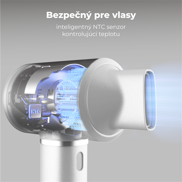 AENO AI ProDryer Fén HD5 biely, 100km/h, Hlasové ovl., ionizátor, AI, NTC, Gravity/Infra senzor, 67 dB, LED 