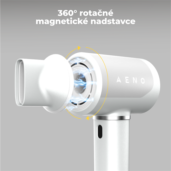 AENO AI ProDryer Fén HD5 biely, 100km/h, Hlasové ovl., ionizátor, AI, NTC, Gravity/Infra senzor, 67 dB, LED 