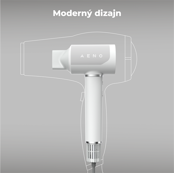 AENO AI ProDryer Fén HD5 biely, 100km/h, Hlasové ovl., ionizátor, AI, NTC, Gravity/Infra senzor, 67 dB, LED 