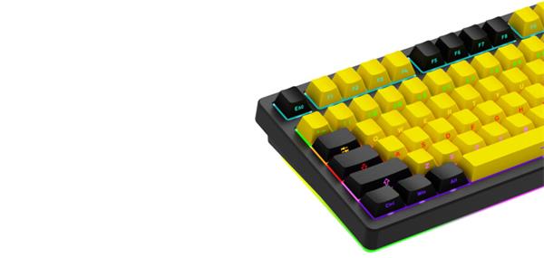 Lorgar KBP70TKLW, Pro bezdrôtová mechanická herná klávesnica, 2.4 GHz/ BT 5.0, Displej, multim. tlač., US layout, žltá 