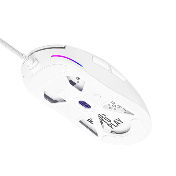 Lorgar MSA10, pokročilá herná myš, USB, 6 prog. tlačidiel, 12 000 dpi, podsvietenie RGB, biela 