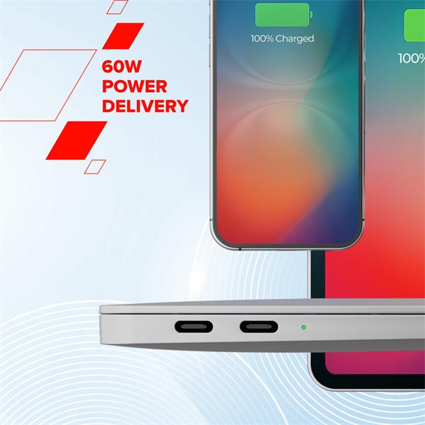 Canyon OnWire CCAP60CL, 1 m, kábel nab. a synchr., USB-C / USB-C, 60W PD, 480Mbps, opletený, biely 