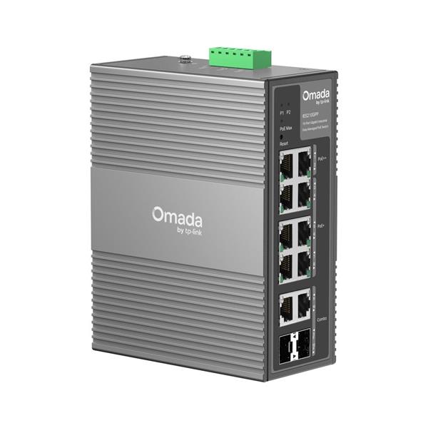 Omada 10-Port Gigabit Industrial Easy Managed Switch with 6-Port PoE+ and 2-Port PoE++ PORT: 2× Gigabit PoE++ Port, 6× G 
