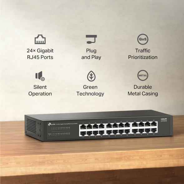 LiteWave 16-Port Gigabit Switch PORT: 16× Gigabit RJ45 Ports SPEC: 1U 13-inch Rack-mountable Steel Case FEATURE: Plug an 