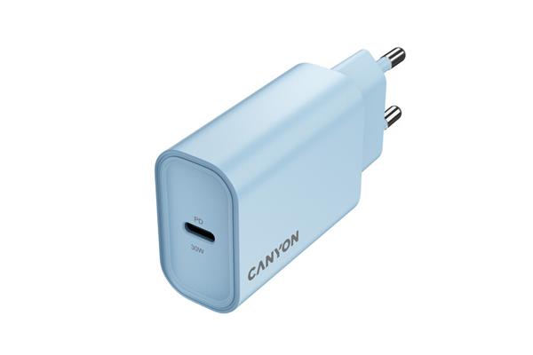 Canyon OnCharge 30CL, univerzálna cestovná nabíjačka do steny 1x USB-C, 30W PD, modrá 