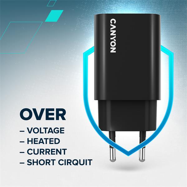 Canyon OnCharge 30CL, univerzálna cestovná nabíjačka do steny 1x USB-C, 30W PD, modrá 