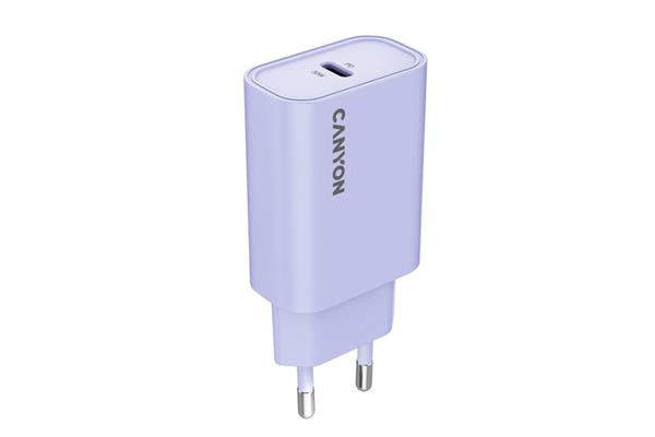Canyon OnCharge 30CL, univerzálna cestovná nabíjačka do steny 1x USB-C, 30W PD, fialová 