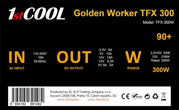 Zdroj 300W TFX 1stCOOL GOLDEN WORKER TFX 300 88+ 