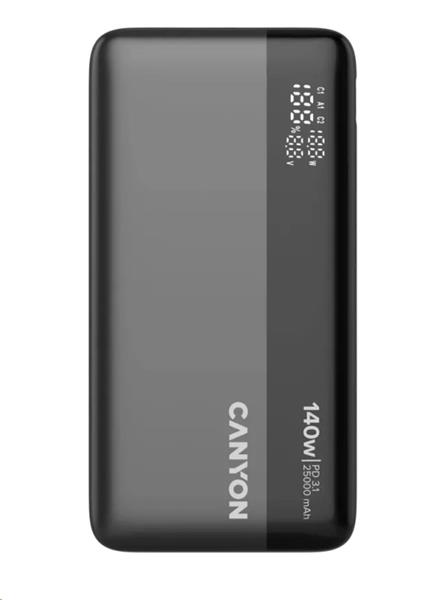 Canyon OnPower 240, Powerbank, 25.000 mAh, 140W ultra rýchla, displej, in: USB-C, out: USB-A, QC3.0/USB-C, PD 3.1, 