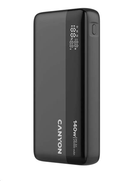Canyon OnPower 240, Powerbank, 25.000 mAh, 140W ultra rýchla, displej, in: USB-C, out: USB-A, QC3.0/USB-C, PD 3.1, 
