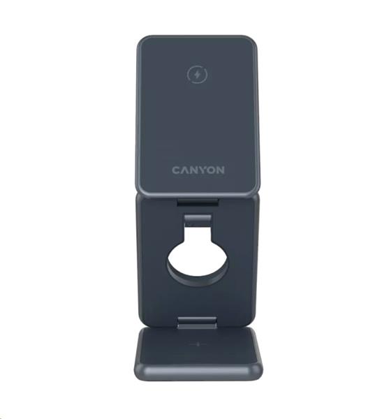 Canyon WCS-309, 3v1, bezdrôtová Qi nabíjacia stanica pre 3 zariadenia simultánne, hliník, sivá 