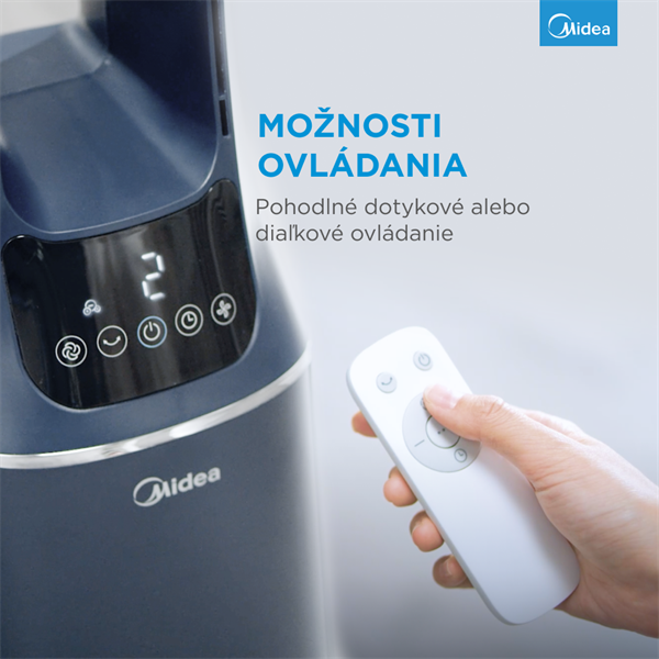 MIDEA Smart ventilátor a cisticka vzduchu bez lopatiek AMS150-PBW ,WiFi,DO,H13 HEPA filter,10 rýchlostí,ION,48m2,casovac 