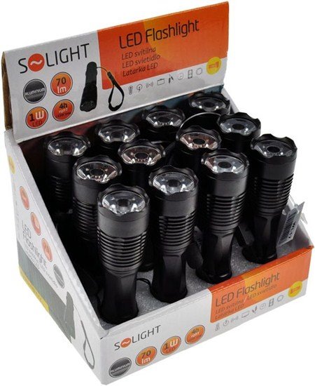 Solight kovové svietidlo malé, 1W LED, čierna, 1x AA 