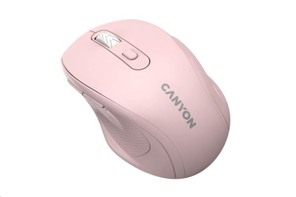 Canyon OnClick 20, Wireless 2.4GHz optická myš, tichá, 6 tlačidiel, 1.600 dpi,  akcelerácia 8G, ružová 