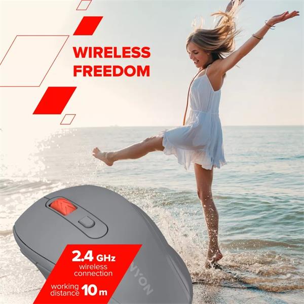 Canyon OnClick 20, Wireless 2.4GHz optická myš, tichá, 6 tlačidiel, 1.600 dpi,  akcelerácia 8G, ružová 