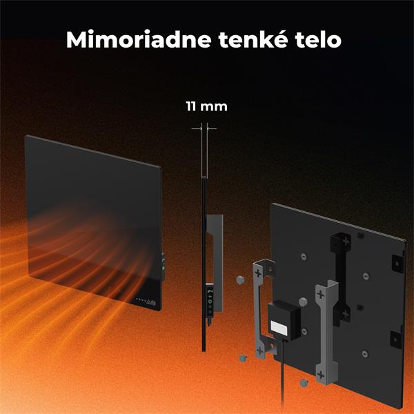 AENO AGH12S Premium QUADRO Smart Ohrievač, Čierny, LED, WI-FI, max 500W, 50x50cm,  Infra 