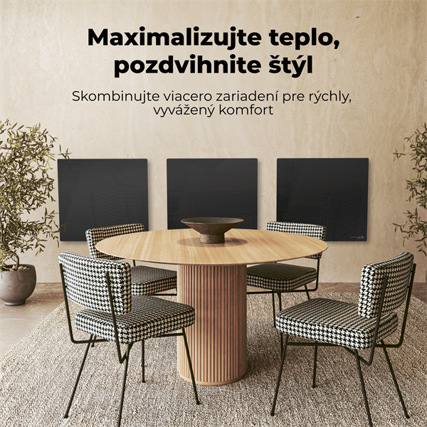 AENO AGH12S Premium QUADRO Smart Ohrievač, Čierny, LED, WI-FI, max 500W, 50x50cm,  Infra 