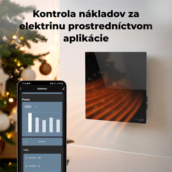 AENO AGH12S Premium QUADRO Smart Ohrievač, Čierny, LED, WI-FI, max 500W, 50x50cm,  Infra 
