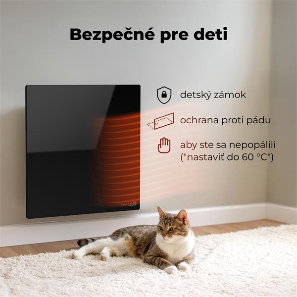 AENO AGH12S Premium QUADRO Smart Ohrievač, Čierny, LED, WI-FI, max 500W, 50x50cm,  Infra 