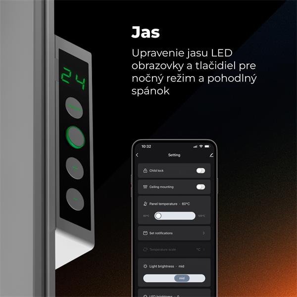 AENO AGH11S Premium QUADRO Smart Ohrievač, Biely, LED, WI-FI, max 500W, 50x50cm,  Infra 