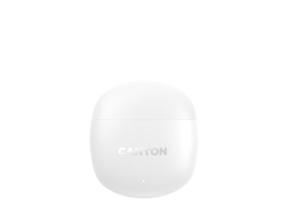 Canyon OnGo 13, TWS BT 5.4 slúchadlá do uší, USB-C nabíjanie, nabíjacia stanica, kompaktné, nízka hmotnosť, biele 