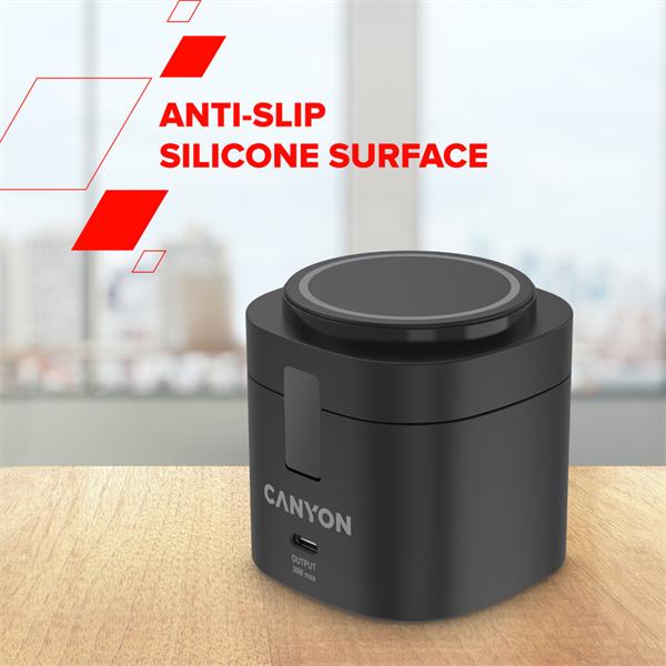 Canyon WS-405, 4v1, bezdrôtová Qi2 nabíjacia stanica pre 4 zariadenia s 65W nabíjačkou, biela 