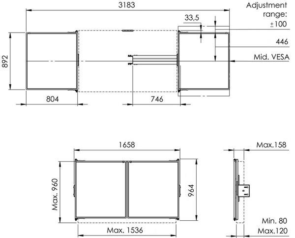 VOGELS WBS65 postranná tabuľa 65" pre lifty RISE 12xxx/4xxx 