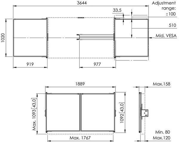 Vogels WBS75 postranná tabuľa 75" pre lifty RISE 12xxx/4xxx 