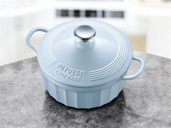 BUYDEEM Smaltovaný liatinový hrniec 2,9L, 22cm, model CP521, farba biela modrá 