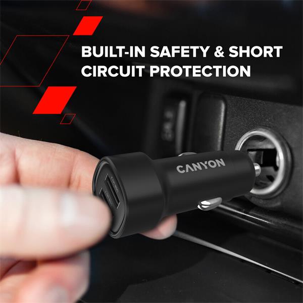 Canyon OnDrive 24, univerzálna autonabíjačka, 2x USB-A, výkon 24 W 