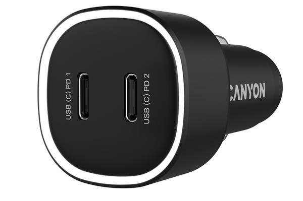 Canyon OnDrive 60, univerzálna autonabíjačka, 2x USB-A, rýchle nabíjanie, výkon 60 W 