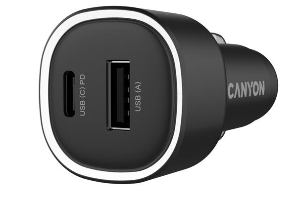 Canyon OnDrive 85, univerzálna autonabíjačka, 1x USB-C, 1x USB-A, rýchle nabíjanie, výkon 85 W 