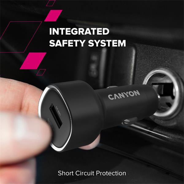 Canyon OnDrive 85, univerzálna autonabíjačka, 1x USB-C, 1x USB-A, rýchle nabíjanie, výkon 85 W 