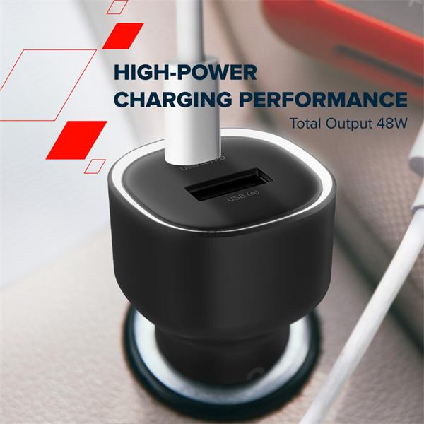 Canyon OnDrive 48, univerzálna autonabíjačka, 1x USB-C, 1x USB-A, rýchle nabíjanie, výkon 48 W 