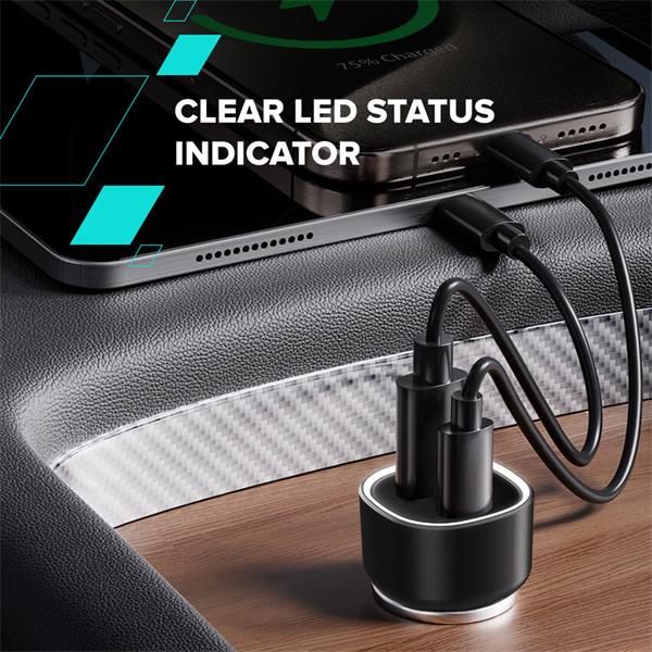 Canyon OnDrive 48, univerzálna autonabíjačka, 1x USB-C, 1x USB-A, rýchle nabíjanie, výkon 48 W 