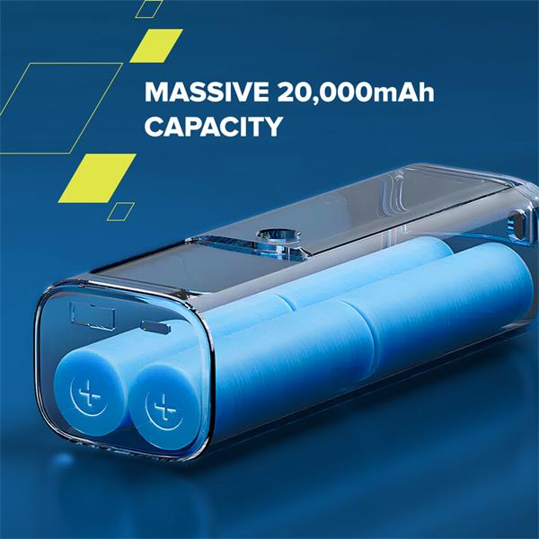 Canyon OnPower 265, Powerbank, 20.000 mAh, 165W ultra rýchla, displej, in:USB-C, out:2x USB-C/1xUSB-A, integ. USB-C káb. 