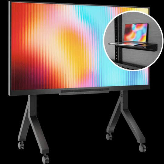 ONKRON mobilný TV stojan pre 70" - 110" do 125 kg, s držiakom, čierny VESA: 200x200 - 1000x800 