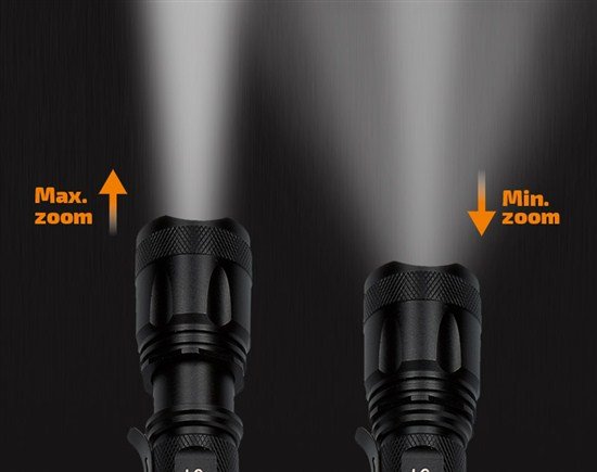 Solight nabíjacie LED svietidlo, 600lm, XM-L2 T6, fokus, 2200mAh Li-Ion, USB nabíjanie 