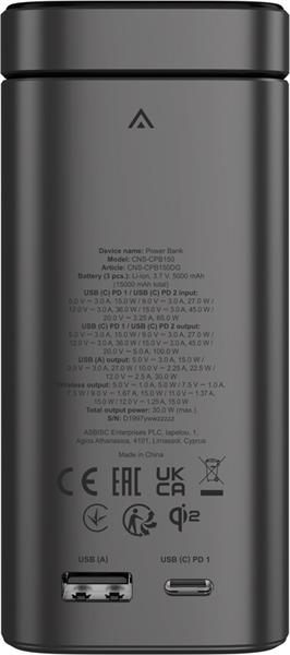 Canyon OnPower 150, Powerbank, 15.000 mAh, 100W, displej, in:USB-C, out:2x USB-C/1xUSB-A, Qi2 bezdr. nabíjanie 