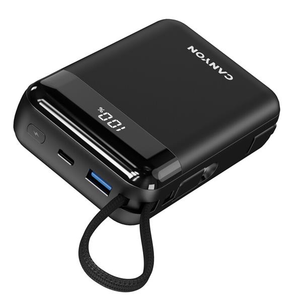 Canyon OnPower 204, Powerbanka, 20 000 mAh, 22.5 W, in/out: USB-C/USB-A, integr. káb. Ligtning+USB-C 