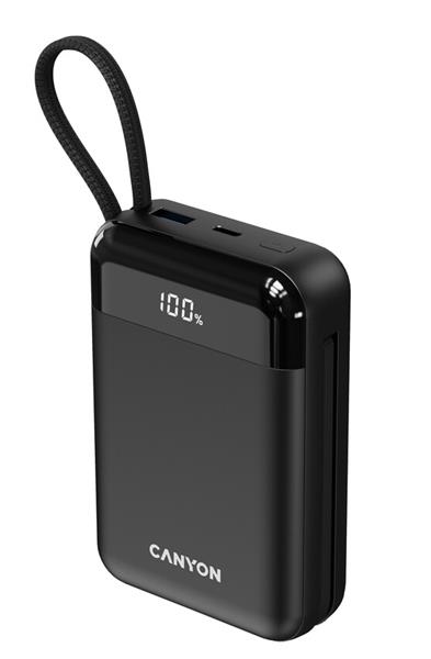 Canyon OnPower 204, Powerbanka, 20 000 mAh, 22.5 W, in/out: USB-C/USB-A, integr. káb. Ligtning+USB-C 