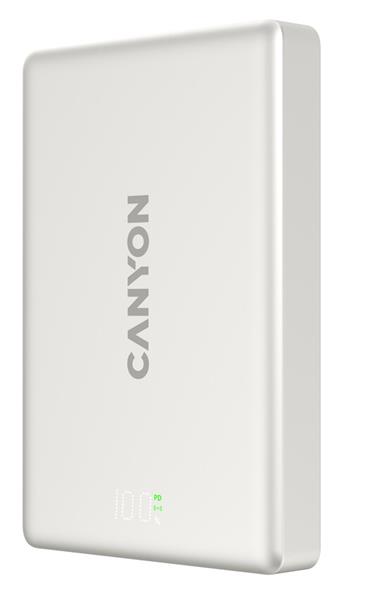 Canyon OnPower 511, Powerbank, 10.000 mAh, 20W USB-C, MagSafe 15W Bezdrôtové nabíjanie, displej, šedá 