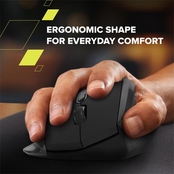 Canyon OnClick 17, ergonomická bezdrôtová optická myš pre pravákov, USB prijímač, 6 tlačidiel, 800/1200/1600 DPI, čierna 