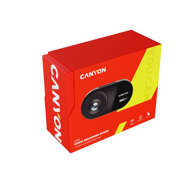 Canyon DVR25, kamera do auta s nahrávaním, 2.5K WQHD at 30 fps, 3´´ dotykový displej 