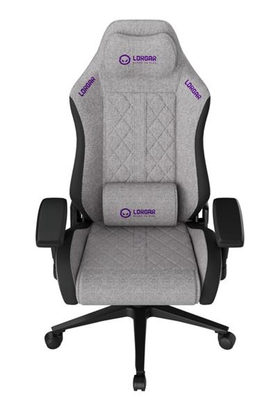 LORGAR PRO CHA41 herná stolička, látková, plne kovový rám, pamäťová pena, 3D opierky rúk, nosnosť 150 kg, sivo fialová 