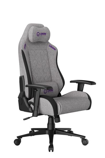 LORGAR PRO CHA41 herná stolička, látková, plne kovový rám, pamäťová pena, 3D opierky rúk, nosnosť 150 kg, sivo fialová 