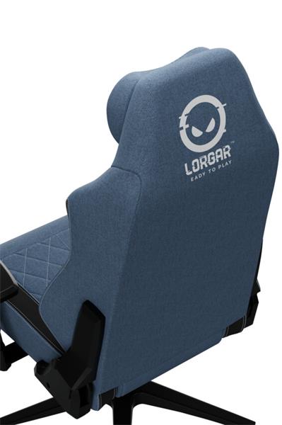 LORGAR PRO CHA41 herná stolička, látková, plne kovový rám, pamäťová pena, 3D opierky rúk, nosnosť 150 kg, modro biela 
